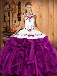 Sleeveless Embroidery and Ruffles Lace Up Sweet 16 Quinceanera Dress
