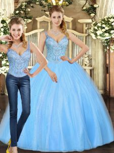 Best Selling Sleeveless Lace Up Floor Length Beading Quinceanera Dresses