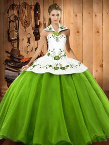 Sleeveless Lace Up Floor Length Embroidery Sweet 16 Dresses