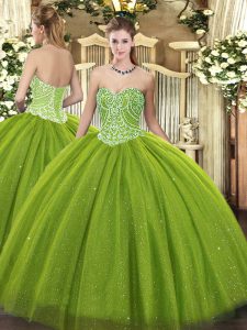 Floor Length Olive Green Quinceanera Gown Sweetheart Sleeveless Lace Up