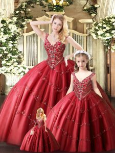 Custom Made Sleeveless Beading Lace Up Sweet 16 Dresses