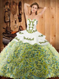 Captivating With Train Ball Gowns Sleeveless Multi-color Quinceanera Gowns Sweep Train Lace Up