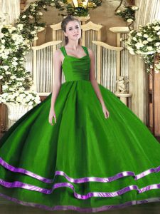 Sumptuous Floor Length Ball Gowns Sleeveless Green Sweet 16 Dress Zipper