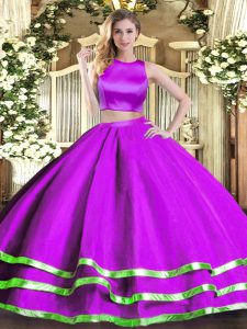 Delicate Tulle Sleeveless Floor Length 15 Quinceanera Dress and Ruching