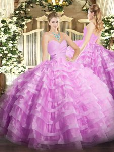 Sleeveless Lace Up Floor Length Beading and Ruffled Layers 15th Birthday Dress