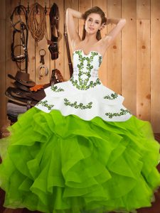 High End Embroidery and Ruffles Quinceanera Dress Lace Up Sleeveless Floor Length