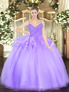 Ruffles Sweet 16 Quinceanera Dress Lavender Zipper Sleeveless Floor Length