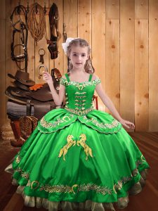 Sweet Sleeveless Beading and Embroidery Lace Up Little Girls Pageant Dress