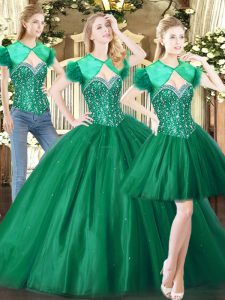 Graceful Floor Length Ball Gowns Sleeveless Green Sweet 16 Dress Lace Up