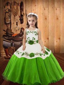 Floor Length Lace Up Pageant Dress for Womens for Sweet 16 and Quinceanera with Embroidery