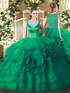 Elegant Sleeveless Beading and Ruffled Layers Side Zipper 15th Birthday Dress