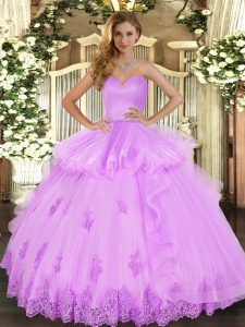 Excellent Sweetheart Sleeveless Lace Up Ball Gown Prom Dress Lilac Tulle