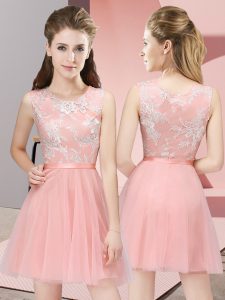 Free and Easy Baby Pink Sleeveless Tulle Side Zipper Court Dresses for Sweet 16 for Prom and Party and Wedding Party
