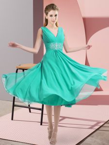 Free and Easy Teal Side Zipper Court Dresses for Sweet 16 Beading Sleeveless Knee Length