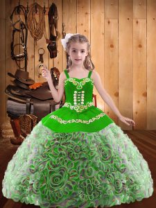 Cheap Floor Length Multi-color Pageant Dress Toddler Straps Sleeveless Lace Up