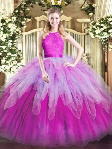 Delicate Multi-color Sleeveless Organza Zipper Quinceanera Dress for Military Ball and Sweet 16 and Quinceanera