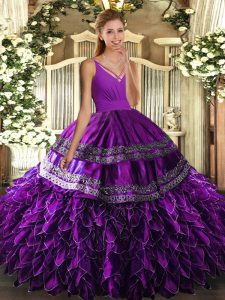 Unique Sleeveless Ruffles Backless Vestidos de Quinceanera