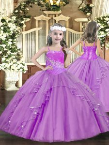 Low Price Lilac Sleeveless Ruffles and Sequins Floor Length Child Pageant Dress