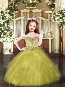 Enchanting Sleeveless Lace Up Floor Length Beading and Ruffles Pageant Dresses