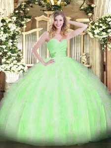 Sweet 16 Dress Military Ball and Sweet 16 and Quinceanera with Beading and Ruffles Sweetheart Sleeveless Lace Up