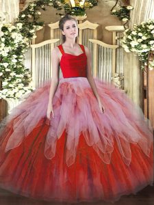 Floor Length Zipper Vestidos de Quinceanera Multi-color for Military Ball and Sweet 16 and Quinceanera with Ruffles