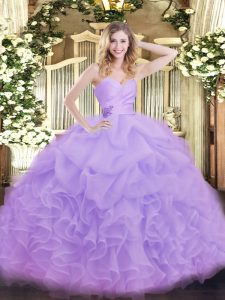 Gorgeous Floor Length Ball Gowns Sleeveless Lavender Sweet 16 Dresses Lace Up