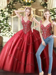 Most Popular Sleeveless Lace Up Floor Length Beading Sweet 16 Quinceanera Dress