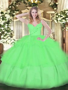 Noble Floor Length Zipper Sweet 16 Dresses for Military Ball and Sweet 16 and Quinceanera with Ruffled Layers