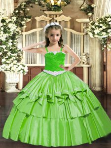 High Quality Sleeveless Organza Lace Up Girls Pageant Dresses for Party and Quinceanera