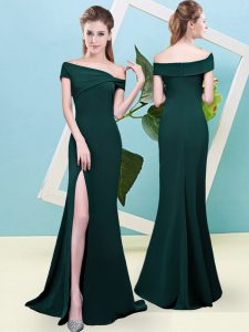 Lovely Floor Length Mermaid Sleeveless Dark Green Vestidos de Damas Zipper