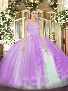 Modern Floor Length Zipper Sweet 16 Dress Lavender for Military Ball and Sweet 16 and Quinceanera with Beading