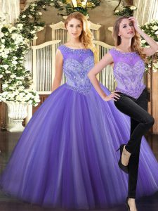 Lavender Sleeveless Beading Floor Length Quinceanera Gown