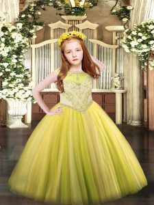 Floor Length Ball Gowns Sleeveless Yellow Pageant Dress Zipper