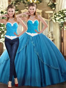 Artistic Floor Length Ball Gowns Sleeveless Teal Sweet 16 Dresses Lace Up