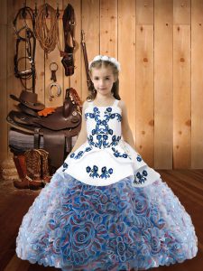 Multi-color Sleeveless Fabric With Rolling Flowers Lace Up Glitz Pageant Dress for Sweet 16 and Quinceanera