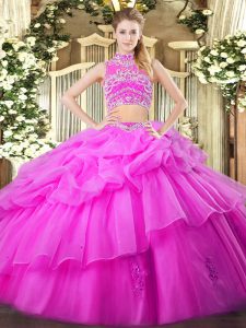 Lilac Sleeveless Tulle Backless Quinceanera Dress for Military Ball and Sweet 16 and Quinceanera