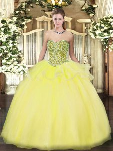 Sleeveless Lace Up Floor Length Beading and Ruffles Vestidos de Quinceanera