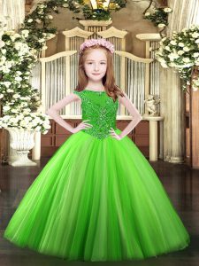 Pageant Gowns For Girls Party and Quinceanera with Beading Scoop Sleeveless Zipper