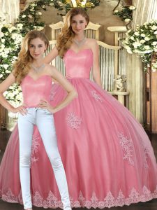 Captivating Sleeveless Appliques Lace Up Ball Gown Prom Dress