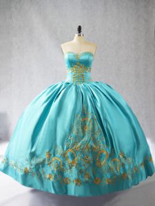 Sleeveless Lace Up Floor Length Embroidery Sweet 16 Dresses