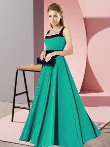 High Quality Floor Length Empire Sleeveless Turquoise Quinceanera Court of Honor Dress Zipper