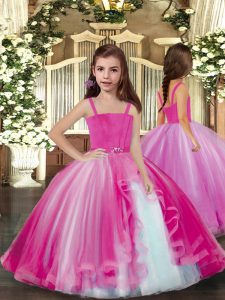 Lilac Sleeveless Tulle Lace Up Little Girl Pageant Dress for Party and Sweet 16 and Wedding Party