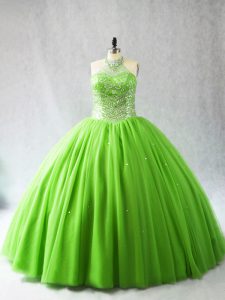 Extravagant Lace Up Quinceanera Gowns for Sweet 16 and Quinceanera with Beading Court Train