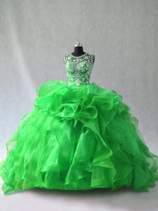 Eye-catching Ball Gowns Ball Gown Prom Dress Green Scoop Organza Sleeveless Lace Up