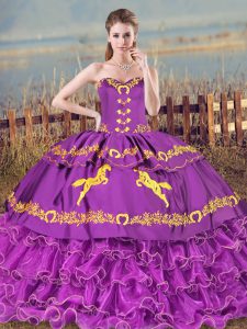 Pretty Ball Gowns Sleeveless Purple Quinceanera Gowns Lace Up