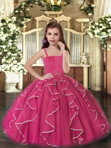 Tulle Sleeveless Floor Length Pageant Dress Toddler and Ruffles