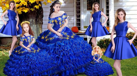 Deluxe Ball Gowns Sleeveless Royal Blue Quince Ball Gowns Lace Up