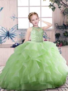 Floor Length Ball Gowns Sleeveless Little Girls Pageant Gowns Zipper