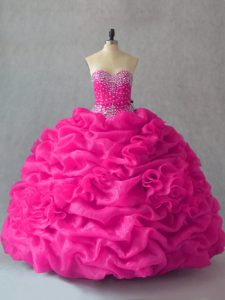 Floor Length Ball Gowns Sleeveless Fuchsia Quinceanera Dress Lace Up