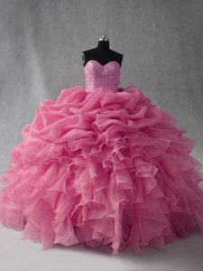 Classical Sleeveless Beading and Ruffles and Pick Ups Lace Up 15th Birthday Dress